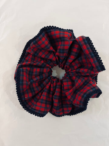 Medium Scrunchie In Red and Blue Check