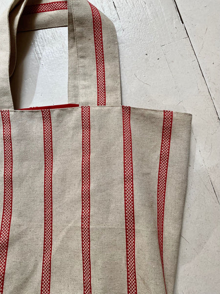 Port Bag in Red Stripe Linen