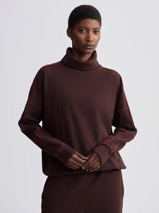 Ariana High Neck Midlayer in Red Chocolate Marl and Red Dahlia