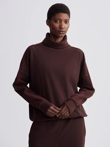 Ariana High Neck Midlayer in Red Chocolate Marl and Red Dahlia