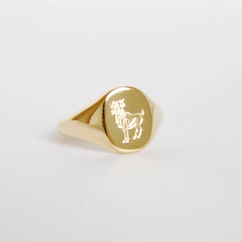 Zodiac Signet Ring in Gold - Aries