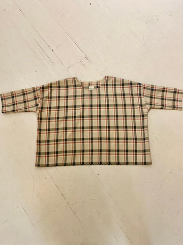 Bradley Top in Natural, Red and Grey Check