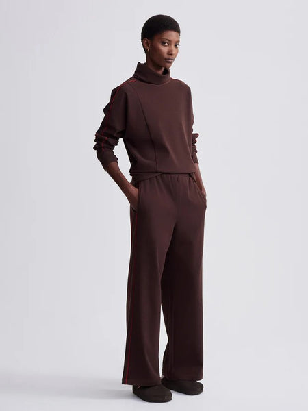 Brushed Rib Wide Leg Pants in Red Chocolate Marl and Red Dahlia