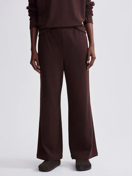 Brushed Rib Wide Leg Pants in Red Chocolate Marl and Red Dahlia