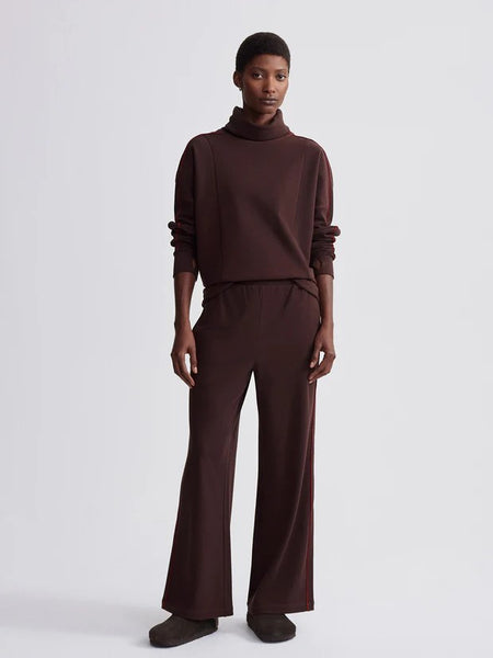 Brushed Rib Wide Leg Pants in Red Chocolate Marl and Red Dahlia