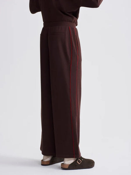 Brushed Rib Wide Leg Pants in Red Chocolate Marl and Red Dahlia