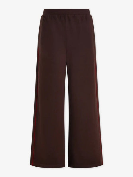 Brushed Rib Wide Leg Pants in Red Chocolate Marl and Red Dahlia