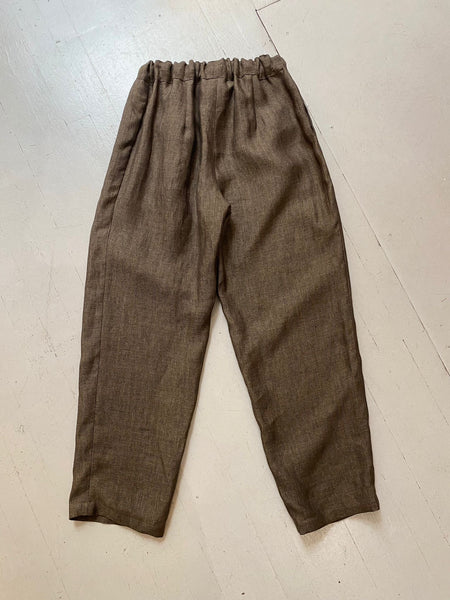 Tariff Pants in Brown Herringbone Linen