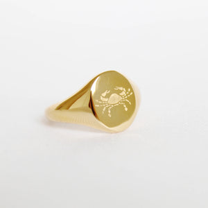 Zodiac Signet Ring in Gold - Cancer