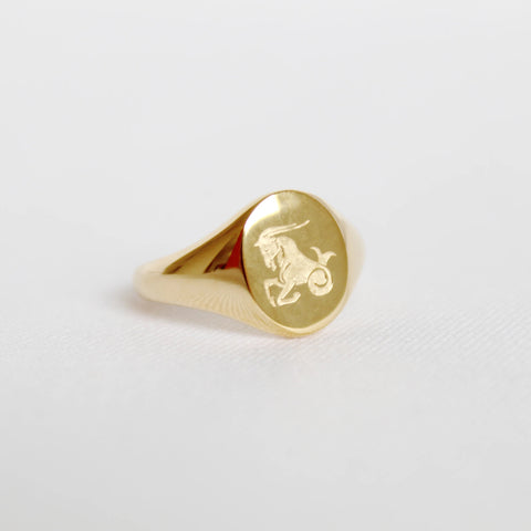 Zodiac Signet Ring in Gold - Capricorn