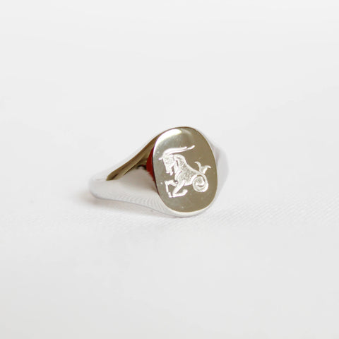 Zodiac Signet Ring in Silver - Capricorn