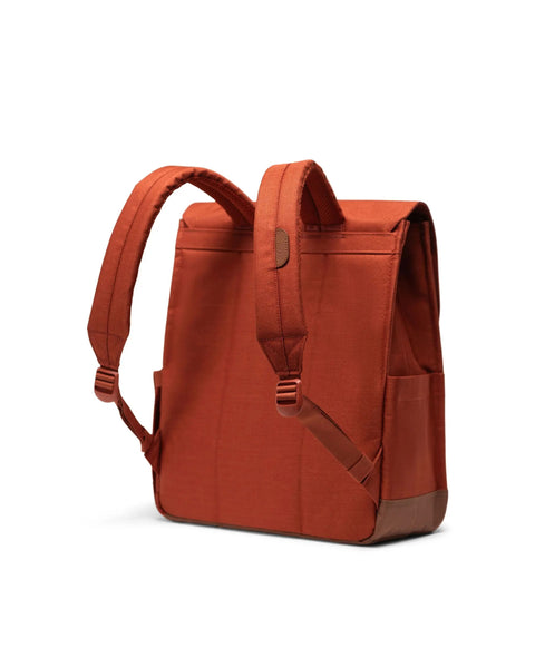 City Backpack in Arabian Spice Crosshatch and Saddle Brown