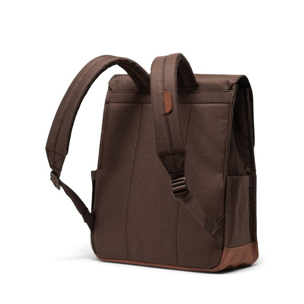 City Backpack in Chocolate Brown Crosshatch and Saddle Brown