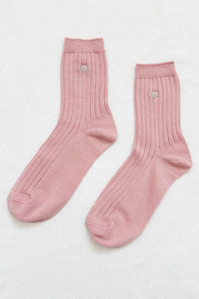 Her Socks in Pink Soda + Silver Seashell