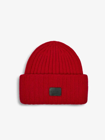 Elva Chunky Rib Beanie in Red Dahlia