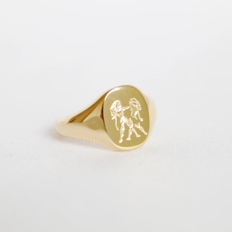 Zodiac Signet Ring in Gold - Gemini