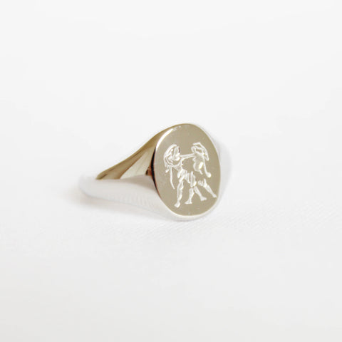 Zodiac Signet Ring in Silver - Gemini