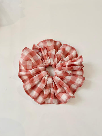 Large Scrunchie in Pinky Red Gingham