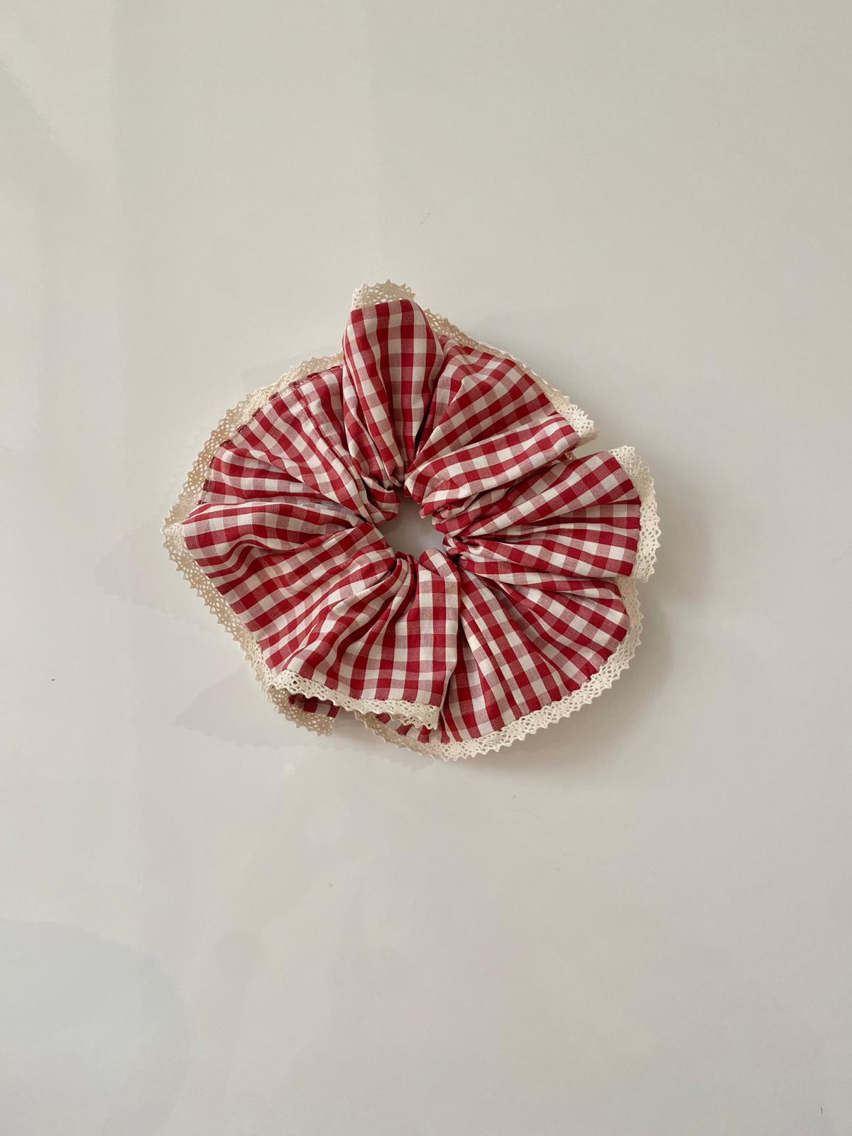 Medium Red Gingham Scrunchie