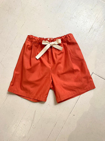 Swan Shorts in Orangy Red Cotton