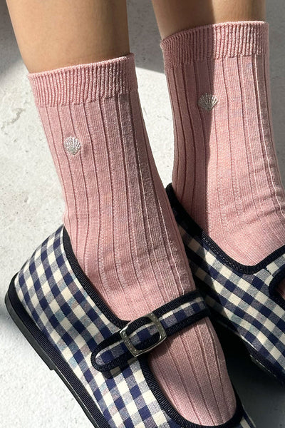 Her Socks in Pink Soda + Silver Seashell