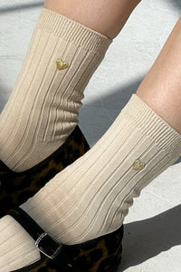 Her Socks in Porcelain + Gold Heart