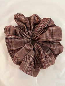 Large Scrunchie in Burgundy Check