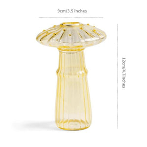 Mini Glass Mushroom Bud Vase in Yellow