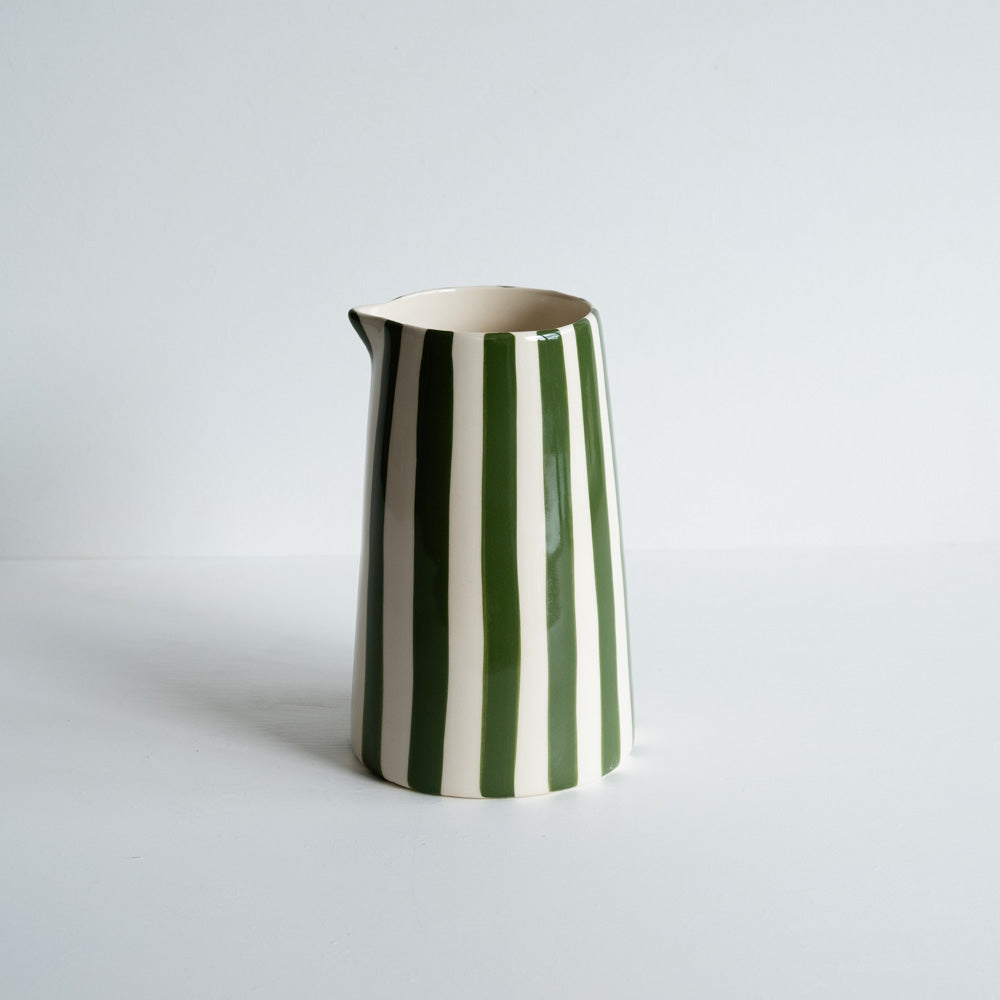 Large Candy Stripe Jug in Moss Green