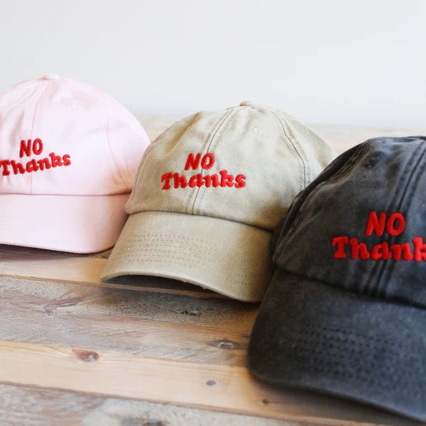 No Thanks Baseball Cap in Pink