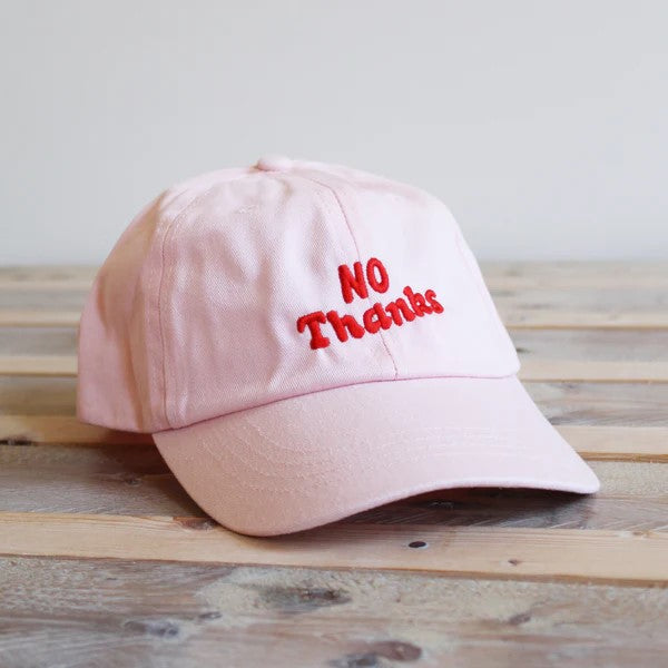 No Thanks Baseball Cap in Pink