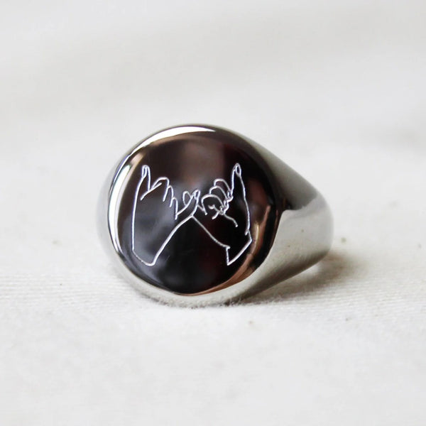 Pinky Promise Signet Ring in Silver