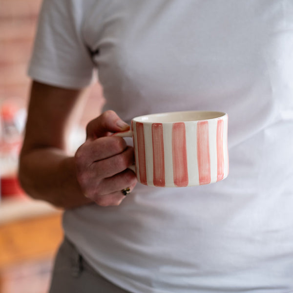 Candy Stripe Mug in Rose