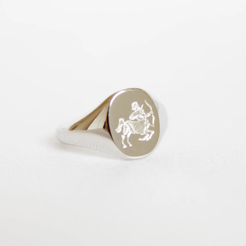 Zodiac Signet Ring in Silver - Sagittarius