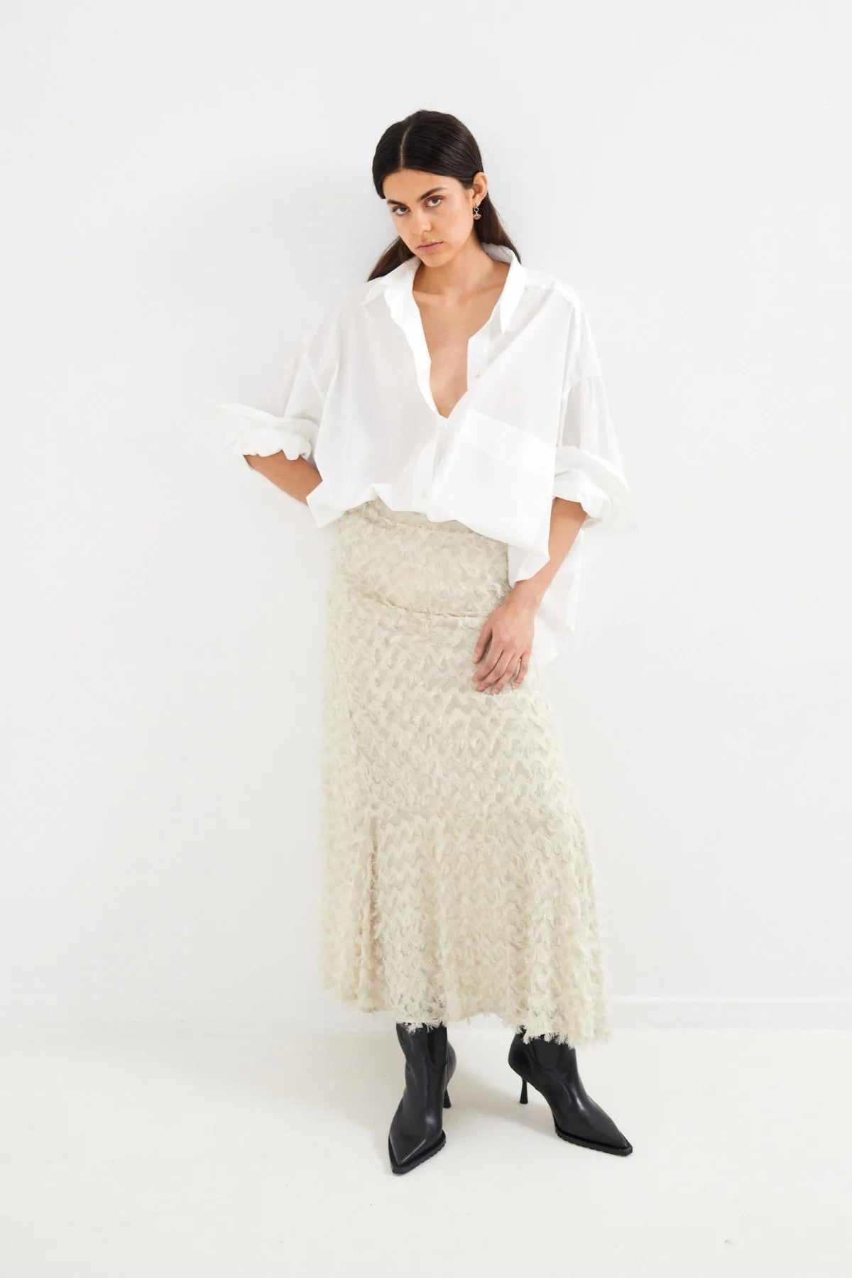 Selilja Feather Skirt in Oyster