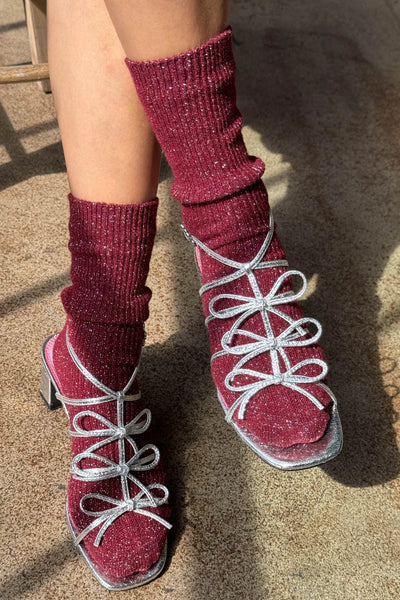 Winter Sparkle Socks in Wine