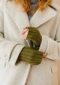 Cashmere and Merino Wrist Warmers in Olive