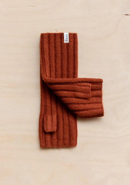 Cashmere and Merino Wrist Warmers in Rust